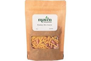 Maven Wholefoods Bombay Mix Coarse 1kg - A Mix of Gram Flour Noodles, Peas, Peanuts and Lentils | GMO Free | Vegan | Ideal for Snacking | Dairy Free | Suitable for Vegetarians (1kg)