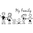 Airber Family Car Decals | Stick Figure Sticker for Car Windows, Tablets, Laptops, Water Bottles | My-Family Decal