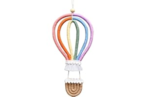 EXQUILEG Wandteppich Boho, Makramee Wandbehang gewebter Wandteppich,Kinderzimmer Dekoration Hänge gewebte Heißluftballon Regenbogen Wanddekoration (Klein)