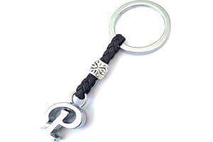 ASTER ALHELÍ - Llavero de Cuero con Iniciales Personalizado - Letras y abalorios de zamak Chapado en Plata - Llavero para Hombre o Mujer - Ideal para Regalo (P)