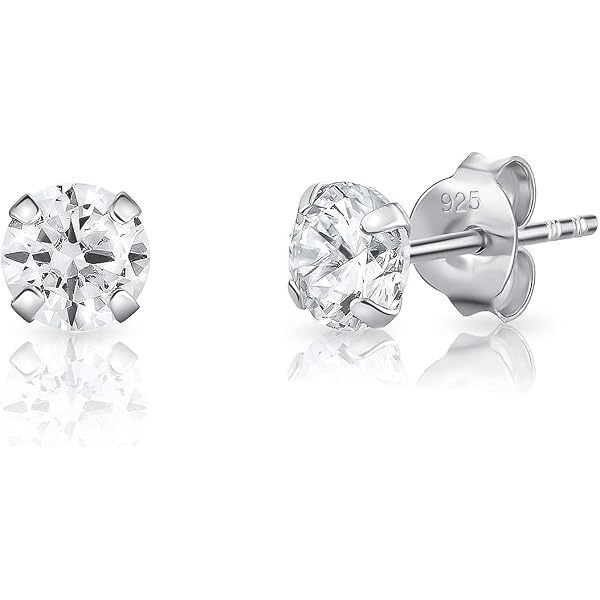 Set Di 3 Paia Di Orecchini A Perno In Argento 925 Con Zirconi - 3/4/5 Mm - Ipoallergenici, Disponibili In Argento, Oro Rosa E Oro - Regalo In Confezione Velluto