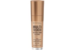 RIMMEL LONDON Rimmel Multi-Tasker Better Than Filters, 001 Fair, Primer Viso, Glow Booster e Illuminante, Formula Vegana, Leggera, Antietà, Pigmenti che Riflettono la Luce, Maxi Applicatore Soft-Touch, 30ml
