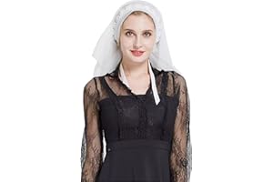 TINAYAUE Voile d'Eglise pour Femme Catholique Étole Chapelle Tête Mousseline de Voile en Dentelle Voile de Mariée Couverture Visage Châle Foulard en Voile pour Mariage