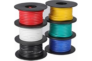 TUOFENG 14awg filo flessibile in silicone, 14 Gauge fili di rame stagnati in gomma siliconica isolati (6 diversi colori 4m ciascuno) 600V filo incagliato cablaggio automobilistico