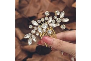 Unicra Pettine per capelli da sposa, con cristalli, accessorio per capelli da sposa, per donne e ragazze (oro)