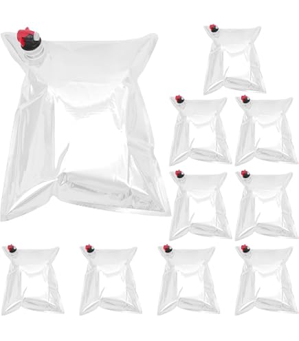 Lot De 5 Sacs De Rechange Bag-in-Box 5 Litres - Avec Robinet Papillon - Barrière à L'oxygène Argentée - Pour Vin, Jus, Boissons Non Gazeuses - 3