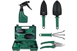 WEICLIANHP Lot de 5 Outils de Jardin Premium avec Boîte à Outils en Plastique- Poignées Ergonomiques Antidérapantes - Cadeau Parfait pour Jardiniers Débutants et Experts