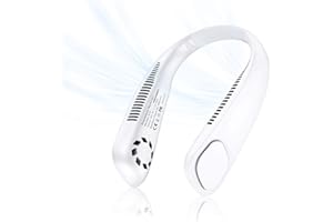 DreiWasser Tragbarer Ventilator Nackhalterung, 9000 mAh Nackenventilator Betriebszeit für Ausglug, Joggen, Fischen, Lesen (Weiß)