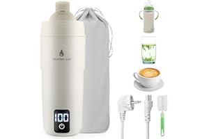 GuKKK Bollitore da Viaggio Piccolo Elettrico, 350 ml, 3 in 1 Doppio Strato 304 Bollitore in Acciaio Inox Spegnimento Automatico con Regolazione della Temperatura per latte per bambini,hotel,caffè