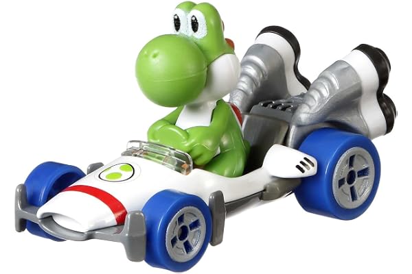 Hot Wheels Mario Kart Mini-Véhicule Yoshi B-Dasher à l'échelle 1: 64, Inspiré par Les Personnages et Voitures du Jeu, Jouet pour Enfant, GBG29 Multicolore