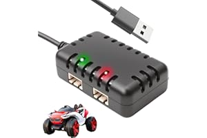 TEASTEAM XH-3P Cavo Caricabatterie Lipo 2S 7.4V 1A per Auto RC SCX24 1A 1 a 2 USB di Ricambio con Connettore XH-3P Compatibile con Batteria Lipo Axial SCX10 Marche RC Droni Barche Quadricotteri
