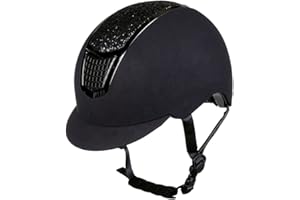 HKM Brillant, Caschi da Equitazione Unisex Adulto, 9191 Nero/Nero, 53-55 cm