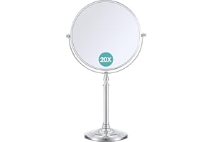 B Beauty Planet Magnifying Mirror 20X,Double-sided 360 Degree Rotation Desktop Makeup Mirror，Free Standing Bathroom/Bedroom Mirror，Large Size Diameter 19cm