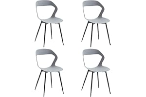 DEYARNA HOME Set di 4 Sedie da Pranzo in Plastica con Gambe in Metallo, Sedie Laterali Senza Braccioli per Sala da Pranzo, Cucina, Sala di Ricevimento, Soggiorno (Grigio/Gambe Nere)