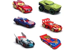 Gamtoise Hot Spider Man Car 6PCS Super-heros Alloy Car Toys Gift for Fan Kids Ages 4 and Up