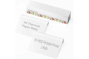 COLORWING Thermal Paper A4 for MUNBYN, Phomemo, JADENS, HPRT Printers, 2 Rolls of 7m x 21cm, 14m Total, 220 Sheets, Glossy, Recyclable, BPA/BPS Free