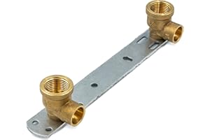 KNM TRADE Plaque Murale à Souder Double 15x1/2"x150 mm – Laiton CuZn40Pb2 – Support Double à Souder – 10 Bar