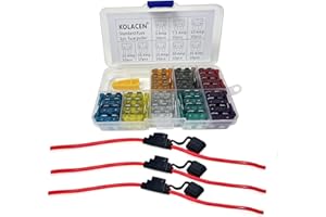 KOLACEN Automotive Car Regular Standard Blade Type Fuse Assorted Kit 81 Pieces + 3 Pieces In-line 12 Gauge Standard Fuse Holder