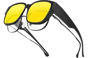 Bloomoak Lunettes de nuit polarisées, protection UV 400 anti-reflet pour homme et femme, lunettes polarisées enveloppantes pour conduite, pêche, golf (lentille de vision nocturne)