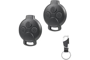 EcoJozon 2 Pezzi Guscio per Chiave Auto Con 3 Tasti Telecomando Compatibile con Smart ForTwo 451 ForFour Roadster Custodia Chiavi con Portachiavi Ricambi Auto per Protezione Chiave