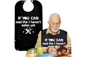 QUOHE Lätzchen für Erwachsene Lustig, Schwarz Lätzchen Schlabberlatz mit Auffangschale für Senioren, Abwaschbar Kleidungsschutz Wasserdicht Wiederverwendbar Latz für Ältere zum Essen Menschen Männer Frauen