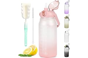 GXCROR Butelka na wodę ze słomką, 100% szczelna butelka na wodę, butelka na wodę bez BPA, odporna na pękanie, do codziennego użytku, fitnessu i aktywności na świeżym powietrzu