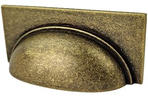 French Furniture Fittings Set of 4 Kitchen Cup Handles for Kitchen Cabinets, Drawers & Cupboard Doors cc Size 3" Inch 76mm (Deep Antique Brass)