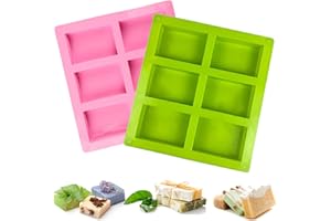 ‎LEONSHCO 2 Stück Seifenform Silikon, Seifenformen zum Gießen Hand Made, 6-Cavity Rechteckige Seifenform für DIY Hausgemachte Handwerk Seifenherstellung Backen Kuchen Schokolade Eiswürfel