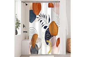 Uiiooazy Tenda Doccia Astratta, Tenda da Doccia Blu Terracotta Boho Geometrico Tenda per Doccia Antimuffa Impermeabile Tessuto in Poliestere Lavable Tenda per Vasca da Bagno con 8 Ganci 120Lx200Acm