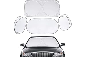 BARRAGEON Parasole per Parabrezza Parasole per Auto Interno Anteriore Pieghevole Protezione Solare Protettore Contro i Raggi UV Tutte Finestra Posteriore Lato SUV Camion Furgoni 6 Pezzi Set/Argento
