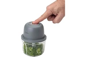 JATA JEPC1207 USB-C uppladdningsbar elektrisk minihackare, trådlös hackare 430 ml, rostfritt stål 3 höjd, BPA-fri köksmaskin