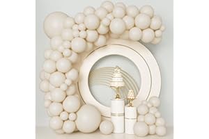 CONLEKE Sand White Balloons 140pcs Beige Balloon Arch Garland Kit 5/10/12/18 Inch Different Size Cream Balloons for Graduation Baby Shower Wedding Birthday Party Anniversary Decorations