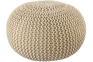 Amago home Pouf Outdoor ø 55 o. 45cm Bodenkissen Sitzpouf Hocker wetterfest pflegeleicht & nachhaltig Größe ø 45 cm, Farbe Creme - warm Sand