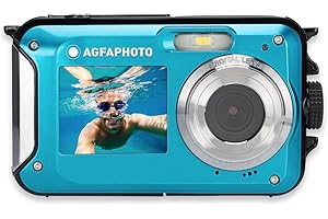 AGFAPHOTO AGFA PHOTO Realishot WP8000 - Fotocamera Digitale Impermeabile, 24 MP, Video Full HD, Doppio Schermo LCD, Zoom Digitale 16x, Stabilizzatore Digitale, Batteria al Litio - Blu