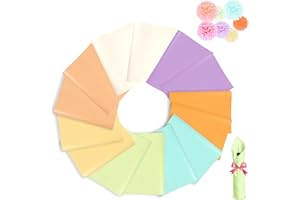 KULAMO Papier de Soie 70 Feuilles, Papier D'emballage Cadeau 50x35cm, Papier de Soie D'emballage, Papier de Soie Coloré Sacs Cadeaux pour Emballage Cadeau Pompons Artisanat Bricolage, 7 Couleurs