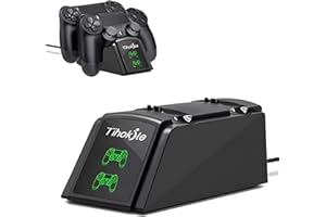TIHOKILE Chargeur manette PS4, station de charge rapide pour manette PS4/PS4Pro/PS4 Slim, ressort de charge double avec indicateur LED et câble USB