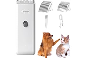 FAVRISON Kit Toelettatura per Cani Professionale Tagliacapelli Animali Gatto, Rasoio per Cani Gatti con Lama in Ceramica, Tosatore Elettrico per Impermeabile IPX7 (Bianco)