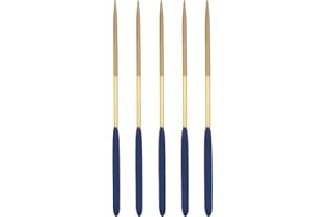 sourcing map 5 sztuk diamentowych pilników igiełkowych 3 mm x 140 mm tytanowe pilniki okrągłe narzędzie ręczne z uchwytem TPU do metalu kamienia i drewna