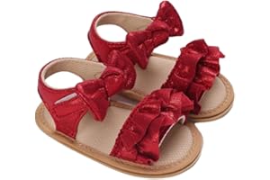UnoSheng Bébé tout-petit fille PU doux ouvert dentelle sandales d'été princesse chaussures plates pour l'été sandales 32
