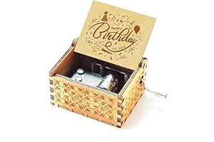 Evelure Carillon in Legno Happy Birthday, Antico, Intagliato a Mano, in Legno, Decorazione per la casa, Idea Regalo per Bambin (D)