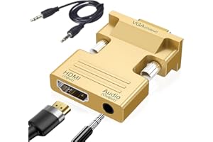 Seminer HDMI auf VGA Adapter, 1080P HDMI Buchse auf VGA Stecker Audio Video Kabel Konverter mit 3,5mm Audio Kabel für Computer, Desktop, Monitor, HDTV usw. (Gold)