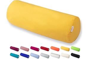 ‎BETIES beties Basic Nackenrollenbezug ca. 15x40 cm Kissenhülle 100% Baumwolle in vielen fröhlichen Uni-Farben (gelb)
