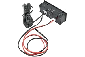 Babominimer Kit essenziale per auto, 12 V, termometro, voltmetro, orologio, display digitale a LED, temperatura interna ed esterna, display di tensione (blu)