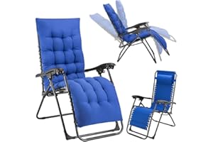 BAKAJI Sedia Poltrona Giardino Con Cuscino Gravita Zero Pieghevole Acciaio Oxford Relax Salvaspazio Tubolari Acciaio Reclinabile Tessuto in Oxford, Mare Spiaggia Piscina Arredo Esterno Blu