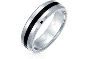 Bling Jewelry Argento Nero Due Toni Banda Di Nozze Di Coppia Del Titanio Degli Anelli Per Gli Uomini Per Le Donne Comfort Fit 6MM
