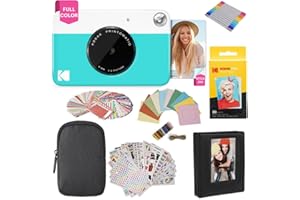 KODAK Printomatic Instant Camera (Blue) Gift Bundle + Zink Paper (20 Sheets) + Case + 7 Sticker Sets + Markers + Photo Album