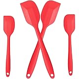 Witsinhome4 Pieces Curved Soft Durable Easy Handle Chef Bread Cake Baking Butter Cream Heat Resistant Kitchen Sets Cooking Silicone Spatula,Kitchen Spatulas Cooking Silicone Spatula Set