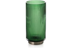 AmeliaHome Vaso decorativo da tavolo, 12 x 25,5 cm, in vetro, decorazione Gallo verde