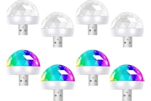 FRIENDA 8 Pieces USB Mini Disco Light 1.58x1.58 Inch Sound Activated Halloween DJ Disco Ball Stage Lights-Multi Colors LED Car Atmosphere Strobe Light For Christmas Parties KTV Club Birthday