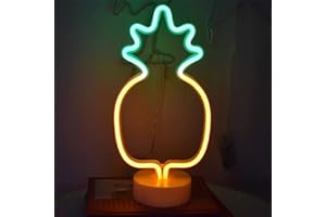 ENUOLI Insegne al neon con ananas Insegna a luce al neon a LED con base di supporto Batteria/Luce al neon azionata tramite USB per la festa di Natale Compleanno Decorazione di nozze (giallo/verde)